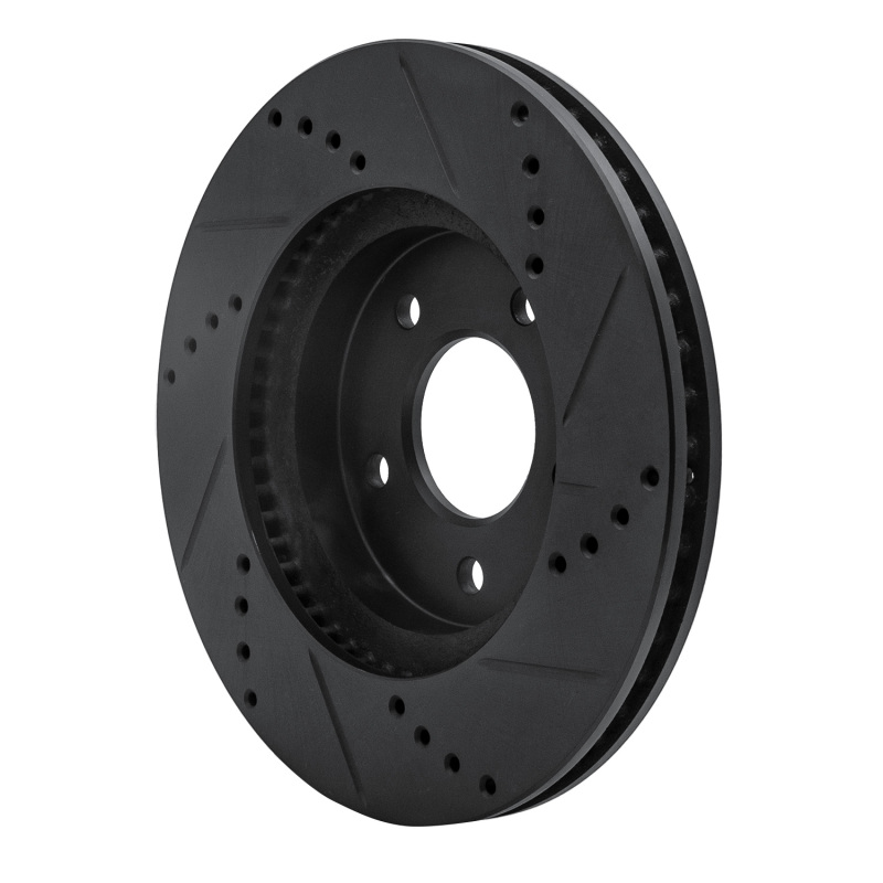 Chevrolet Equinox Brake Rotor (1) - Front Left - R1 Concepts - Drilled & Slotted - Black - `02-`07